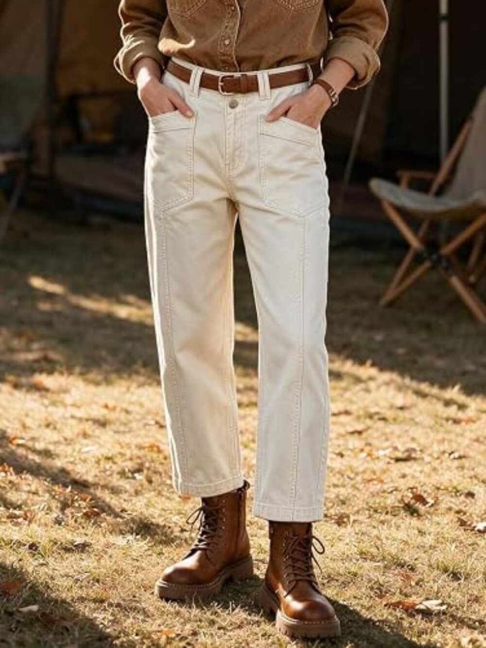 FLAMINGALS High-Rise Straight Leg Cuffed Jeans - Medium - NEW NWT